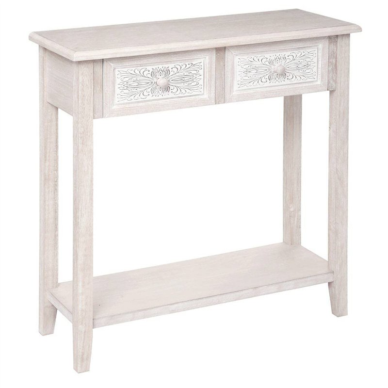 Atmosphera - Console Hina - Bois Blanchi - 2 tiroirs