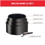 Tefal Ingenio Lot de 3 casseroles + poignée amovible, Induction, Revêtement antiadhésif, Empilable, Compatible lave-vaisselle, F