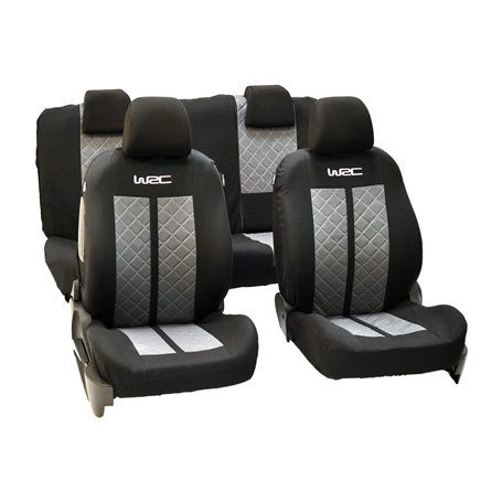 WRC 007588 Housses de Siège Voiture Universelles, Avant-Arrière 2/3-1/3, Racing, Noir et Argent