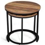 IDMarket - Lot de 2 Tables Basses gigognes Hawkins Rondes 40/45 Bois foncé Design Industriel