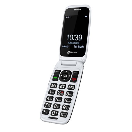 Geemarc CL8700 - Téléphone Mobile à Clapet 4G avec Gros Boutons, Fonction Géolocalisation et Touches Mémoire pour Personnes Agée