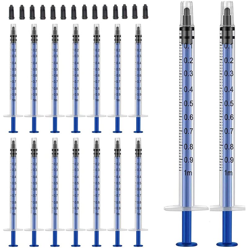 Lot de 50 Seringues de 1 ml Avec Capuchon, Seringue de 1 cc Scellée Individuellement Avec Embout Luer Slip Sans Aiguille Pour Re