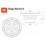 JBL Stage Marine Haut Parleur étanches 6-1/2" (160mm) - 180 Watts Deux Voies Haut-parleurs Marins pour Bateau - Enciente encastr