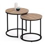 IDMarket - Lot de 2 Tables Basses gigognes Detroit Rondes 40/45 Design Industriel