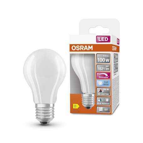 OSRAM Lampe LED dimmable Superstar avec un rendu des couleurs particulièrement élevé (CRI90), E27-base, verre dépoli ,Blanc froi