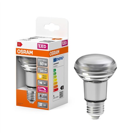 OSRAM Lampe LED dimmable Superstar avec un rendu des couleurs particulièrement élevé (CRI90), E27-base, verre clair ,Blanc chaud