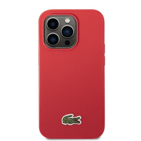 LACOSTE Étui Iconic Petit Piqué Logo pour iPhone (Rouge, iPhone 14 Pro Max)