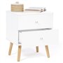 IDMarket - Lot de 2 Tables de Chevet Emmie scandinaves 2 tiroirs Blanc