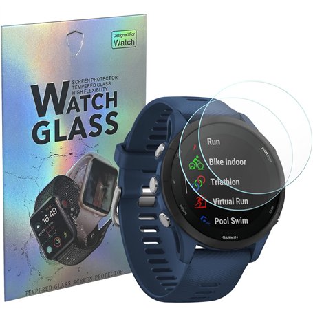 PHONILLICO Verre Trempé pour Garmin Forerunner 255 / Forerunner 255 Music [Lot de 2] [Diamètre 40mm] Film Protection Ecran Montr