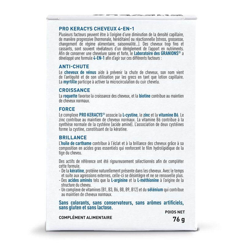Image secondaire de GRANIONS PRO KERACYS 4-EN-1 | Anti-chute Cheveux + Force + Croissance + Brillance | FORMAT 3 MOIS : 2 x 90 Gélules + 90 Gélules