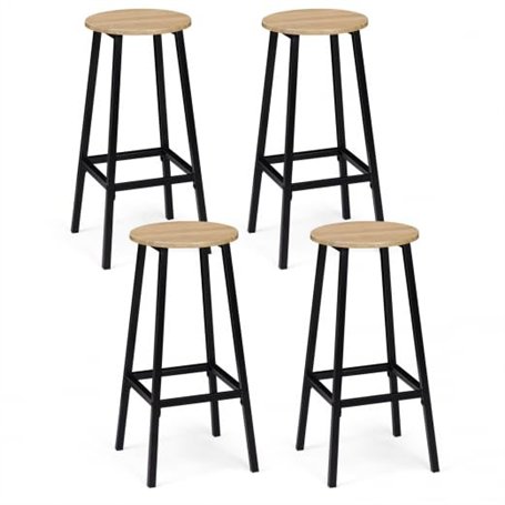 IDMarket - Lot de 4 tabourets de Bar Detroit Assise Ronde Design Industriel