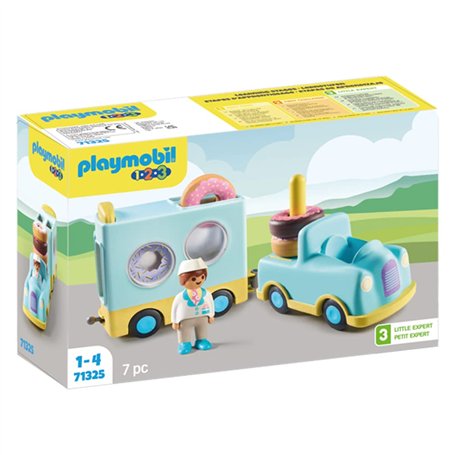 Playmobil 71325 Camion de Donuts 1.2.3 - avec Un Personnage et Un véhicule Qui a Une Fonction d'empilage et de tri - Mes Premier