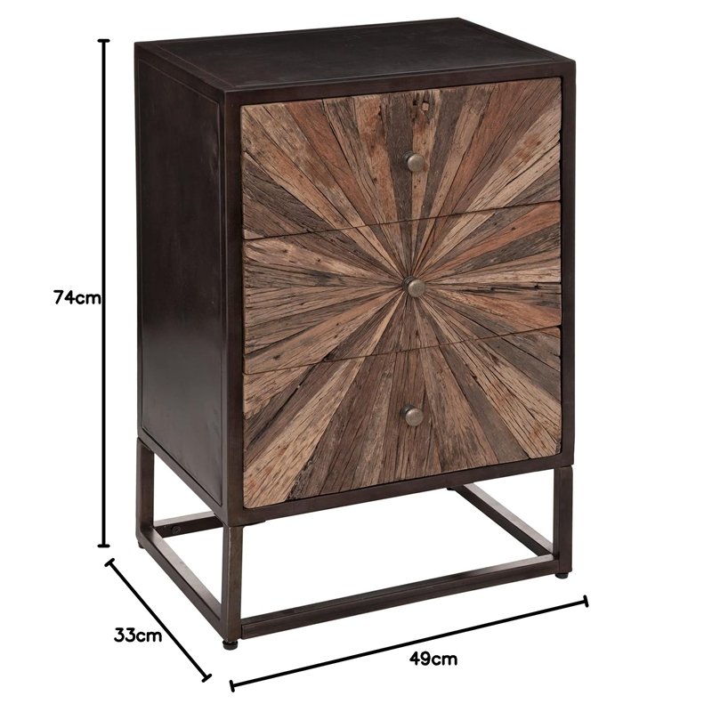 Image secondaire de Atmosphera - Chiffonnier Origins - 3 tiroirs - métal et Bois recyclé