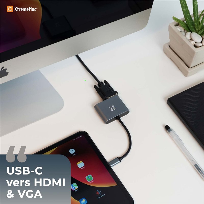 Image secondaire de Adaptateur XtremeMac USB-C vers HDMI & VGA, double affichage, 4K Ultra HD (HDMI) et Full HD (VGA), MacBook Pro/Air M1, iPad Pro/