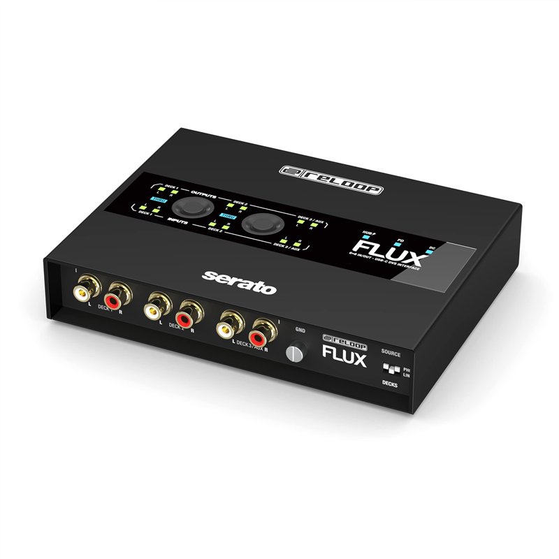 Reloop Flux - Interface DVS USB-C 6x6 IN/OUT pour Serato DJ Pro, 24 bits/96 kHz, compatible avec platines, CDJ ou autres lecteurs