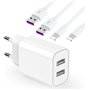 Chargeur Rapide iPhone 【Certifié MFi Apple】 Chargeur USB et 2 Câble Lightning de 2 m Adaptateur Secteur USB Universel Mural Char