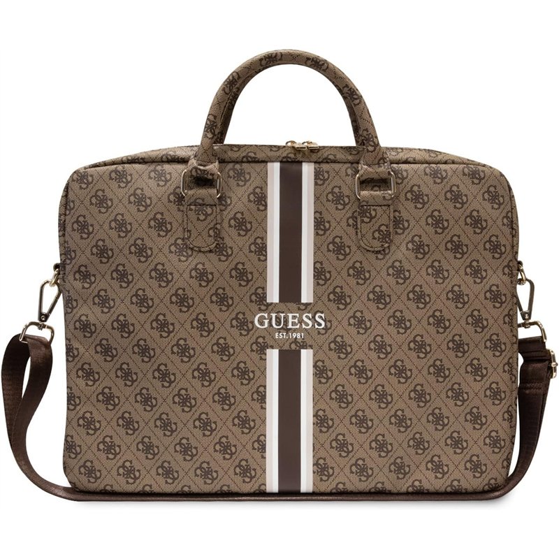 GUESS Mixte 4 g de Bandes imprimées Sac, Marron, Check Description