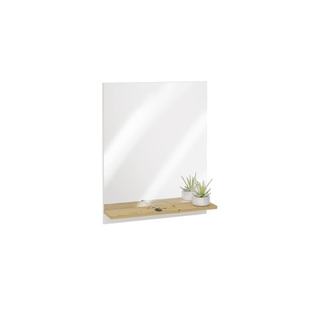 FMD Möbel BELM 7 Miroir de Garde-Robe rectangulaire avec étagère en Bois Blanc Brillant