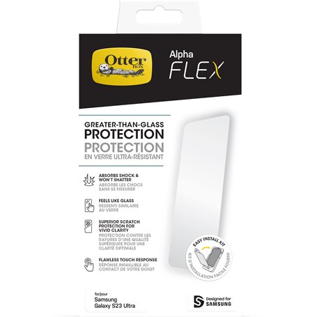 Protecteur d'écran OtterBox Alpha Flex pour Samsung Galaxy S23 Ultra, Protection ultra solide contre les fissures et les éclats,
