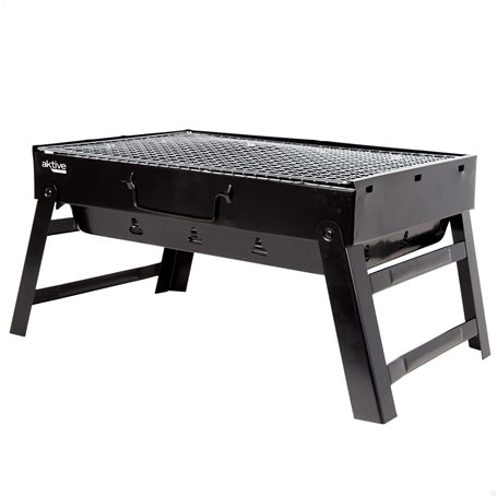 Barbecue portable rectangulaire pliable noir 50x30x23 cm Aktive