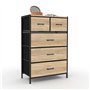 IDMarket - Chiffonnier 5 tiroirs en Tissu Utah 60 cm Commode semainier Design Industriel