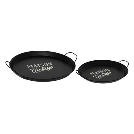 Atmosphera - Set de 2 Plateaux en métal D39,5/50cm Noir