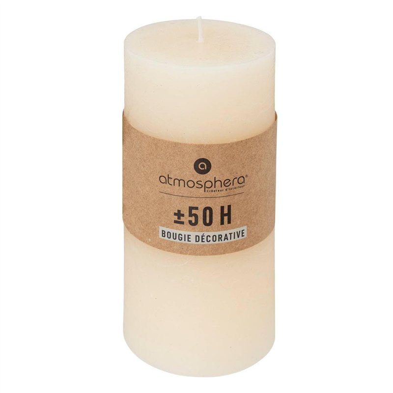 Image secondaire de Atmosphera - Bougie ronde Olia D6,8cm blanc ivoire