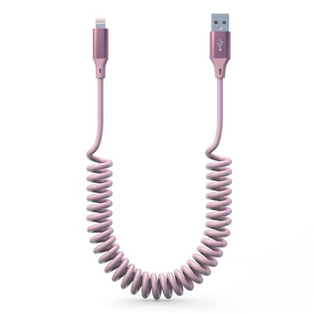 Câble Lighning iPhone Spirale Aple Carplay Cable [Certifié Aple MFi] Câble iPhone Voiture Carplay Court avec Synchronisation de 