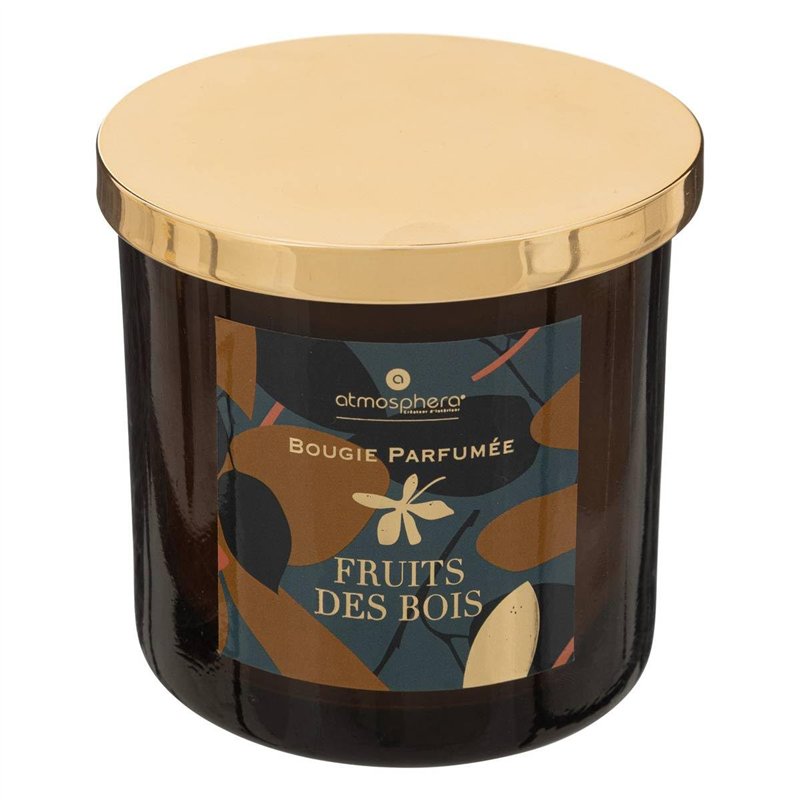 Atmosphera - Bougie parfumée Plum en verre D10,3cm ambre