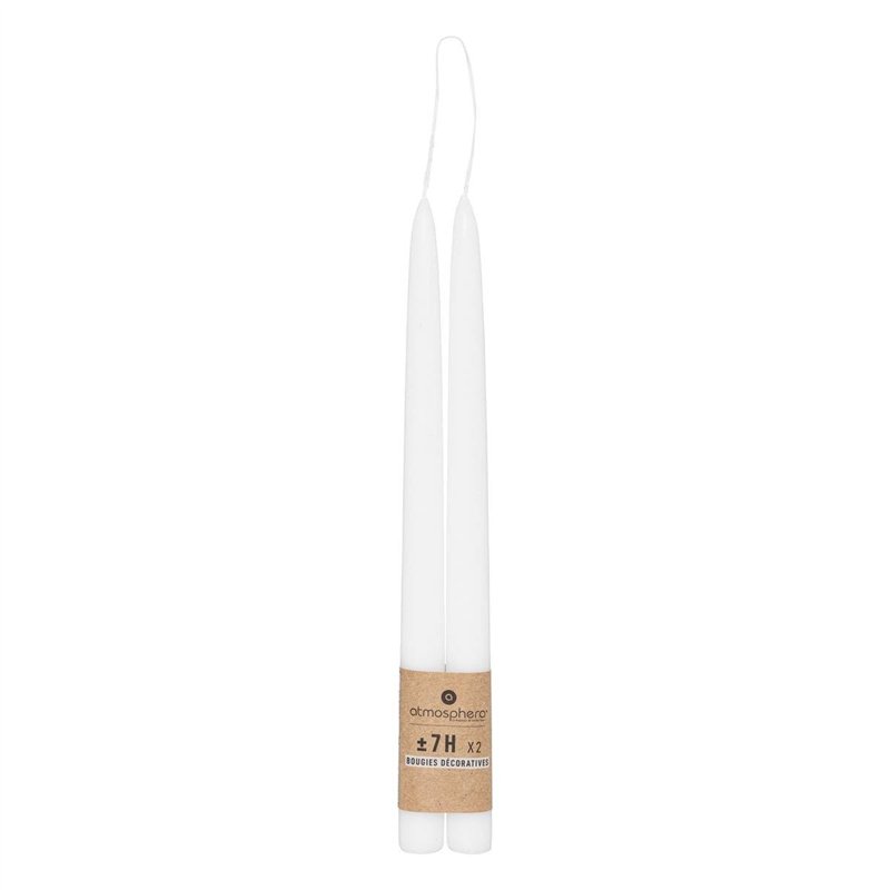 Image secondaire de Atmosphera - Lot de 2 bougies bâtons Hugo en coton H30cm blanc