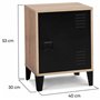 IDMarket - Table de Chevet Ester Effet Bois 1 Porte métal Noir Design Industriel