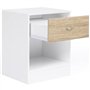 IDMarket - Lot de 2 Tables de Chevet Olga 1 tiroir avec Niche Bois Blanc et façon hêtre