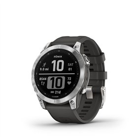 Garmin - Fenix 7 - Montres GPS Multisports connectée Haute Performance - Silver avec Bracelet Gris - Boitier 47mm (Reconditionné