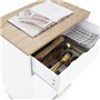IDMarket - Desserte de cuisine COSY placard avec tiroir bois blanc et plateaux façon hêtre L.60 CM