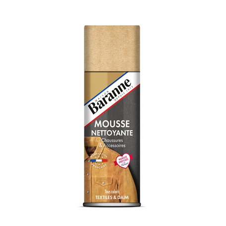Baranne - Mousse Nettoyante | Tous Coloris, Textiles & Daims | Chaussures, Sacs, Vêtements | Entretien Maroquinerie | 200ml