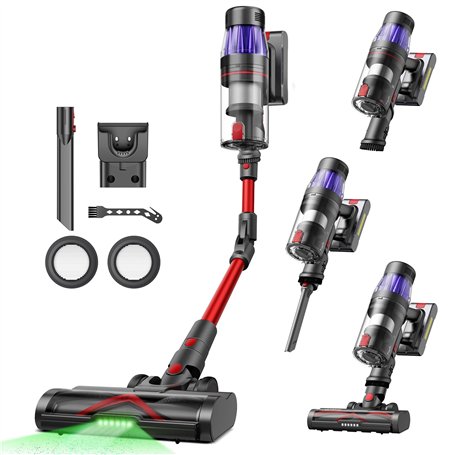 Ultenic U16 Flex Aspirateur Balai sans Fil, 50kPa/60min Aspirateur sans Fil Hyper-Puissant, Technologie GreenEye, Tube Pliable, 