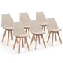 IDMarket - Lot de 6 chaises scandinaves SARA Beige pour Salle à Manger