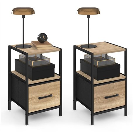 IDMarket - Lot de 2 Tables de Chevet Utah 1 tiroir et 1 Niche