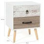 IDMarket - Lot de 2 Tables de Chevet Bahia 2 tiroirs scandinave