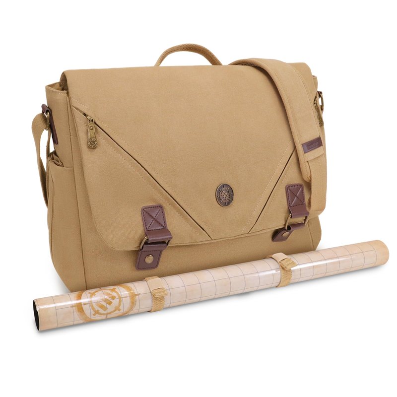 ENHANCE Venture DnD Bag - Sac Messager en toile RPG Player's Essentials DND avec Accents en Cuir Végétalien Pouvant Contenir 2 à