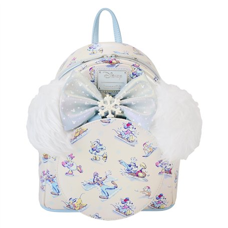 Loungefly Disney Mickey et ses amis Winter Wonderland AOP Mini sac à dos avec bandeau