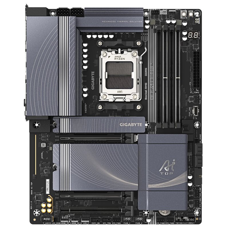 Image secondaire de GIGABYTE B850 AI Top Carte Mère - Processeurs AMD Ryzen Série 9000, 16+2+2 Phases VRM numériques, jusqu'à 8600MHz DDR5 (OC), 2xP