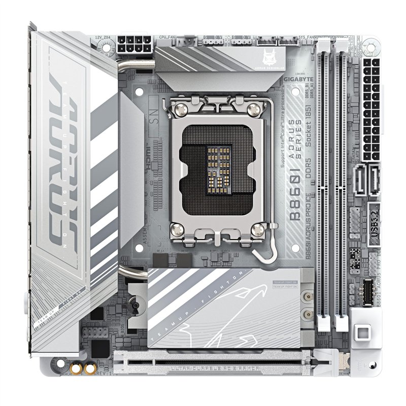 Image secondaire de GIGABYTE B860I AORUS Pro Ice Carte mère - Processeurs Intel Core Ultra, VRM 8+1+2+1 Phases, jusqu'à 9200MHz DDR5, 1xPCIe 5.0 + 1