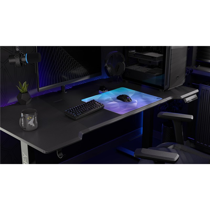 Image secondaire de ENDORFY Crystal Blue L Tapis de Souris 450x400 mm L, Guide de Souris Lisse, Bord imprimé, Base en Caoutchouc antidérapant, Desig