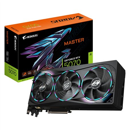 Gigabyte AORUS GeForce RTX 5070 Master 12G Carte Graphique - 12 Go GDDR7, 192 Bits, PCI-E 5.0, 2715 MHz Core Clock, 3 x DP 2.1a,