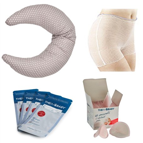 THERMOBABY - PACK Maternité Et Allaitement Complet - Coussin D’Allaitement - Slips De Maternité Lavables - Sachets De Conservati