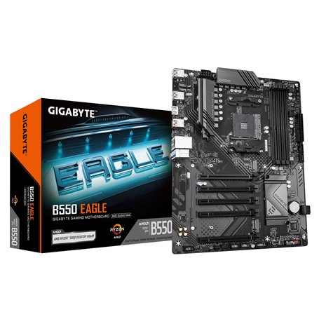 GIGABYTE B550 Eagle Carte mère - Processeurs AMD Ryzen série 5000 G, VRM 10+3+1 Phases, jusqu'à 3200 MHz DDR4, 1xPCIe 4.0 + 1xPC