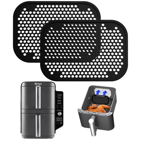 Tuocal 2 Pièces Grille Anti Projection pour Air Fryer Ninja Double Stack XL SL400EU SL300EU, Anti Eclaboussure Moule Silicone Pl