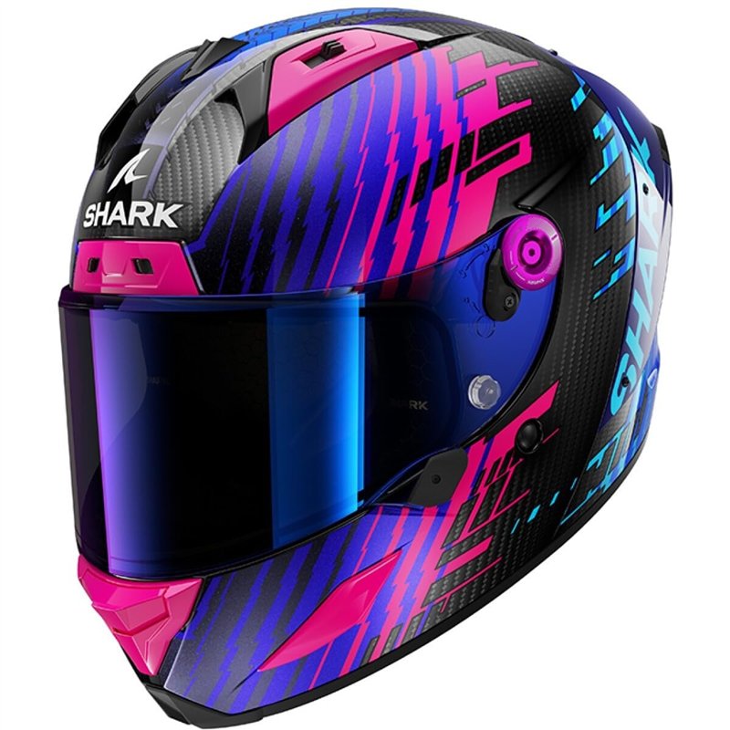 SHARK, Casque Moto Intégral Aeron Edgy Carbon Blue Chrome DBU, S
