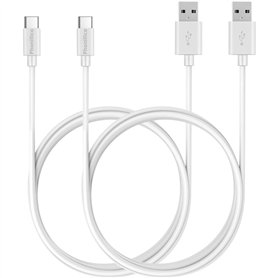 PHONILLICO Cable compatible avec enceinte Sonos One SL/Sonos Roam [PACK 2] USB TYPE USB-C Blanc 1 Mètre